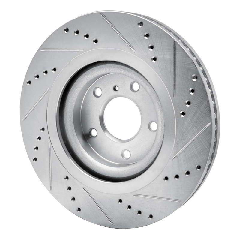 Infiniti QX55 Brake Rotor (1) - Front Left - R1 Concepts - Drilled & Slotted - Silver - `19-`24